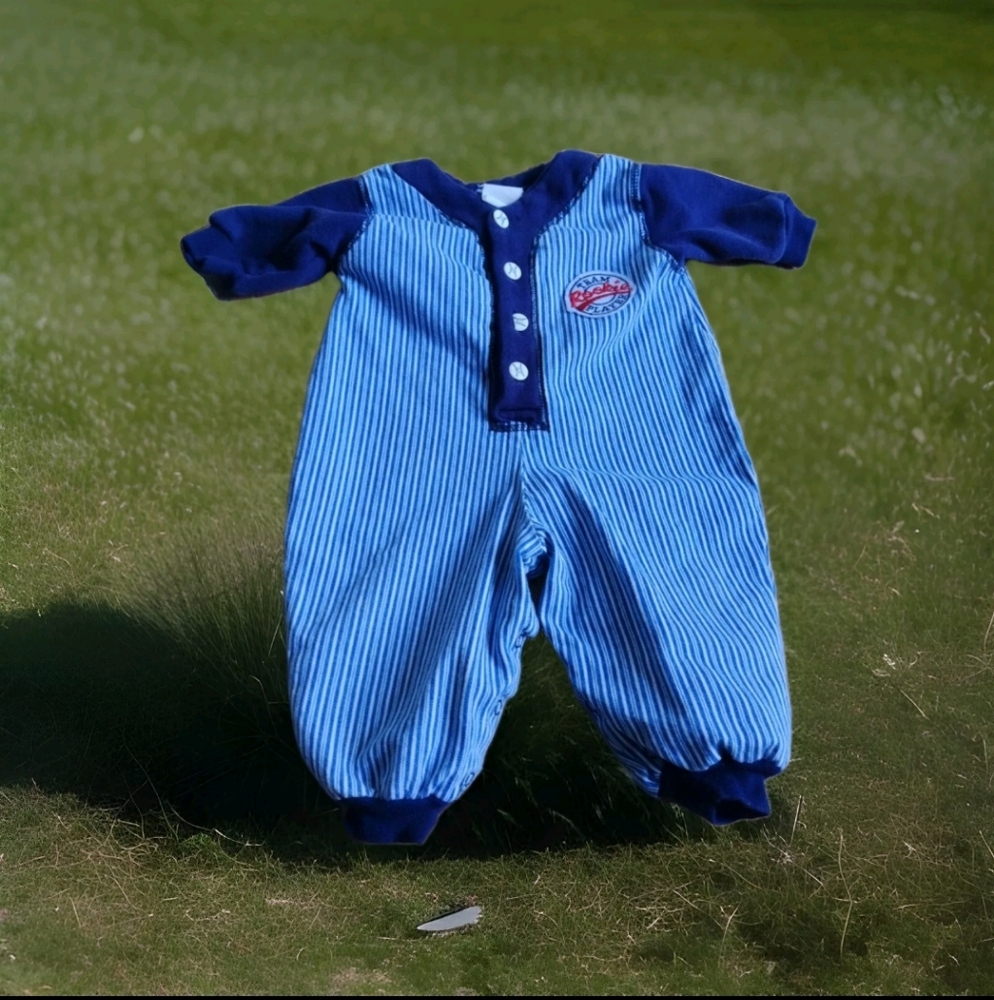 Vintage Hopscotch Baseball Rookie Jumper Boy Stripe Denim 18-24 Months Sports